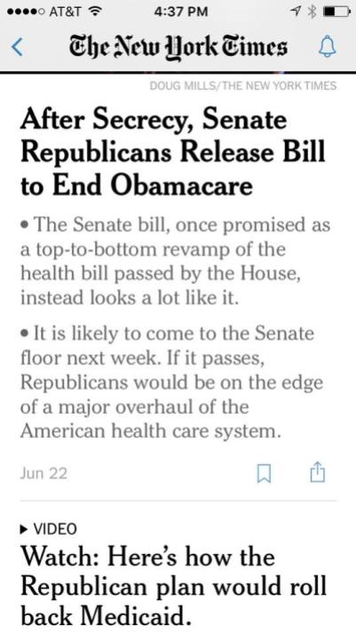 Mobile NYT headlines